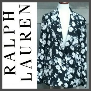 New Ralph Lauren Floral Blazer Black Pink Size 12